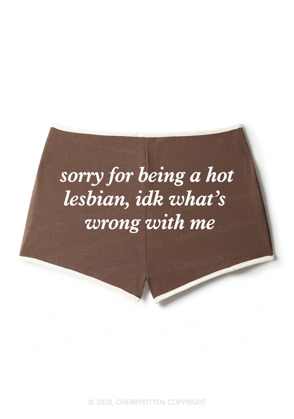 Sorry For Being Hot Lesbian Pride Y2K Booty Shorts Cherrykitten