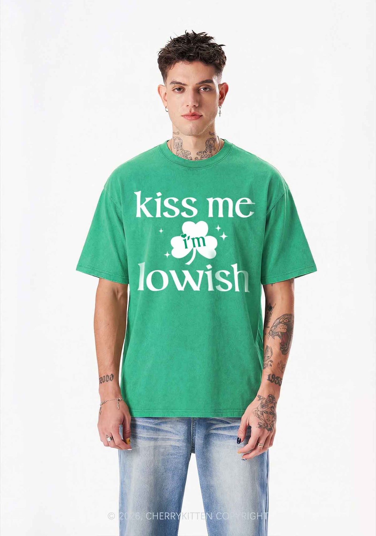 Kiss Me Im Iowish St Patricks Y2K Shirts Washed Tee Cherrykitten