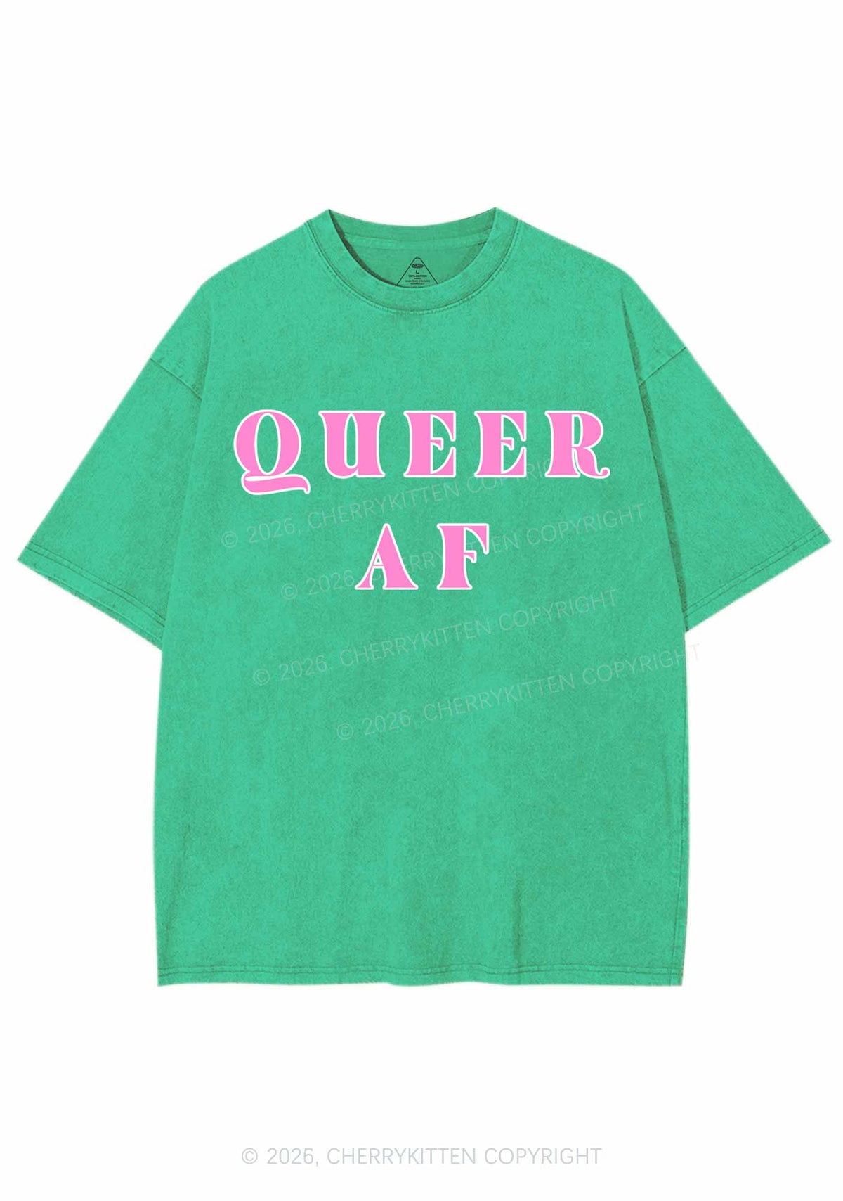 Queer AF Pride Y2K Shirts Washed Tee Cherrykitten