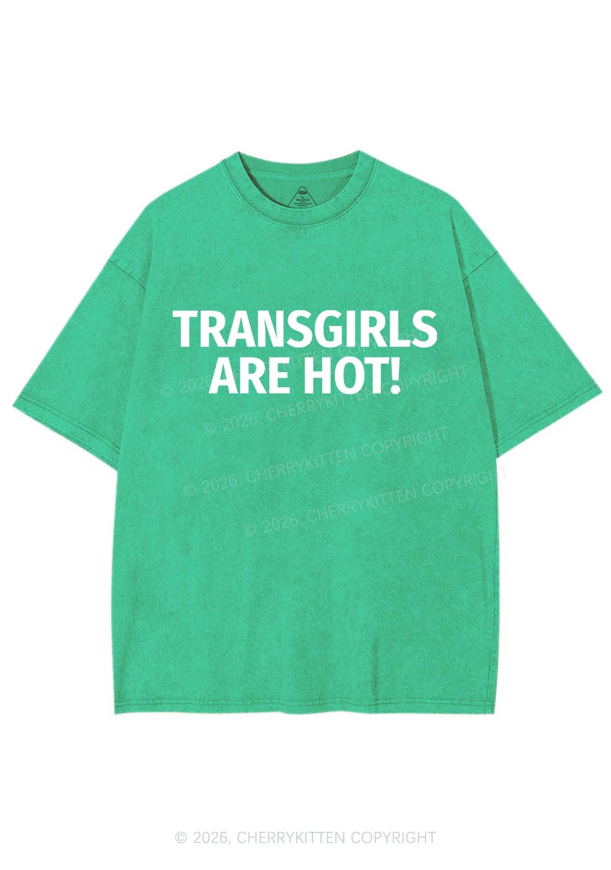 Transgirls Are Hot Pride Y2K Shirts Washed Tee Cherrykitten