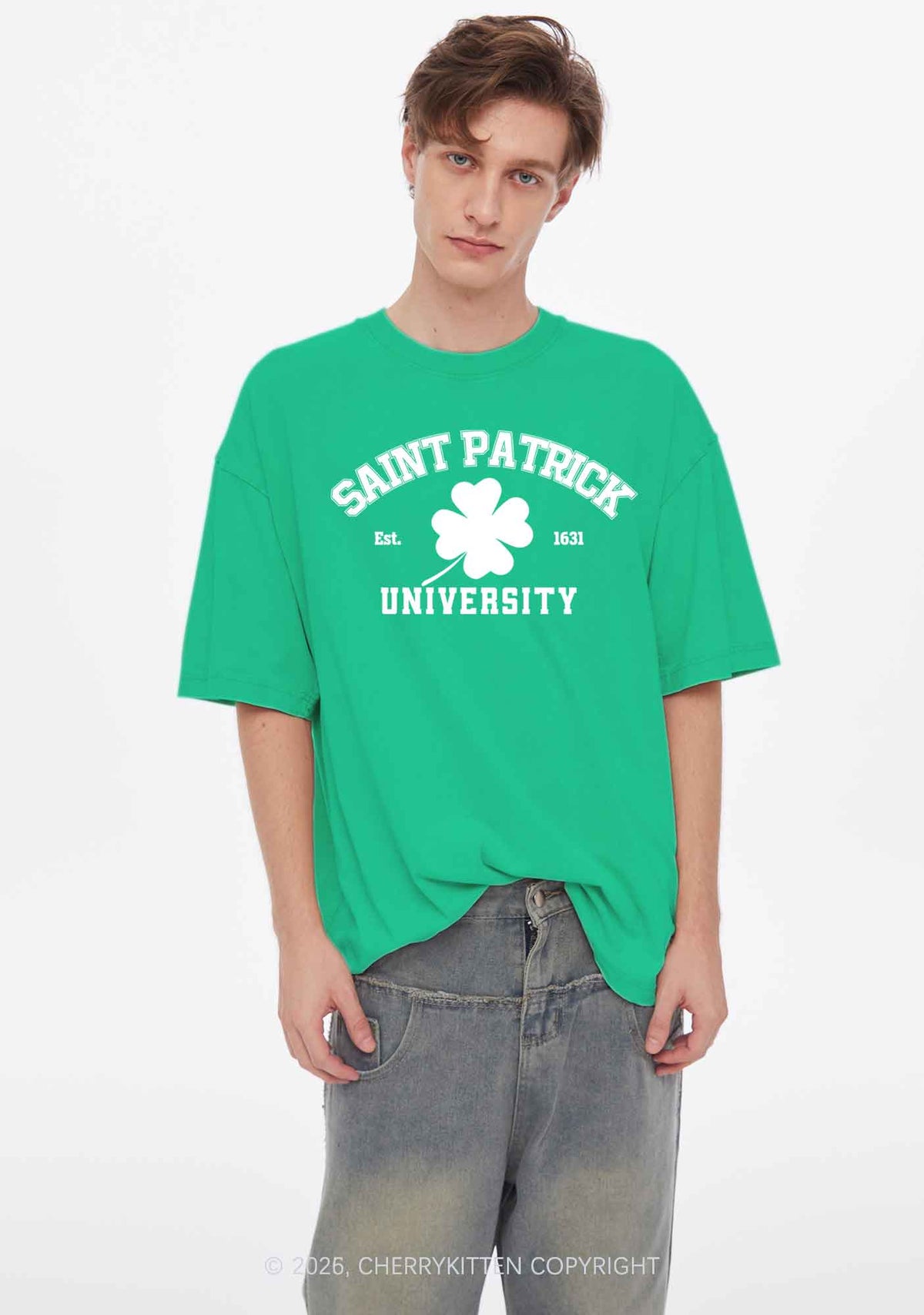 Saint Patrick University Two Sides St Patricks Y2K Shirts Washed Tee Cherrykitten