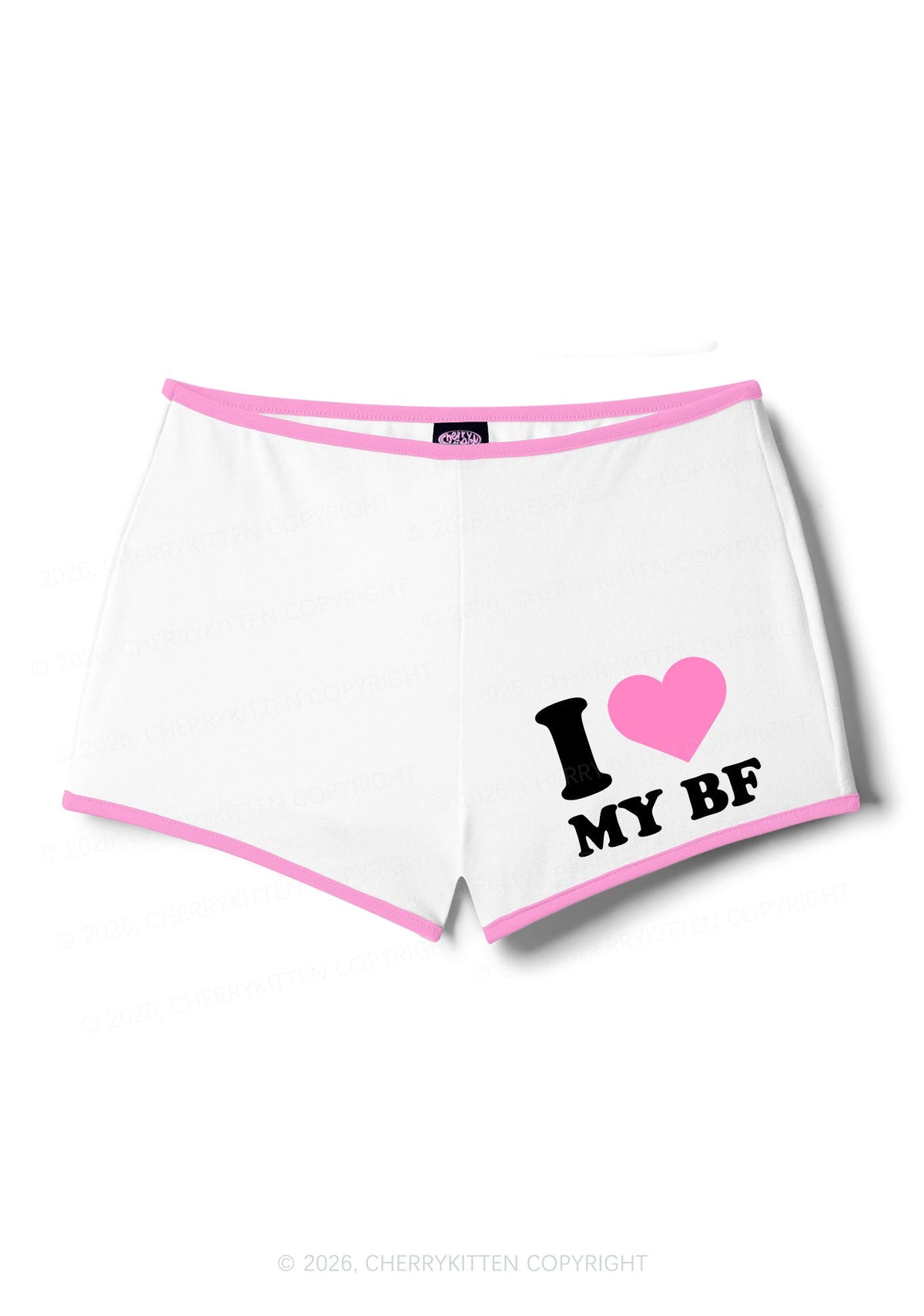 I Love My BF Valentine's Day Y2K Booty Shorts Cherrykitten