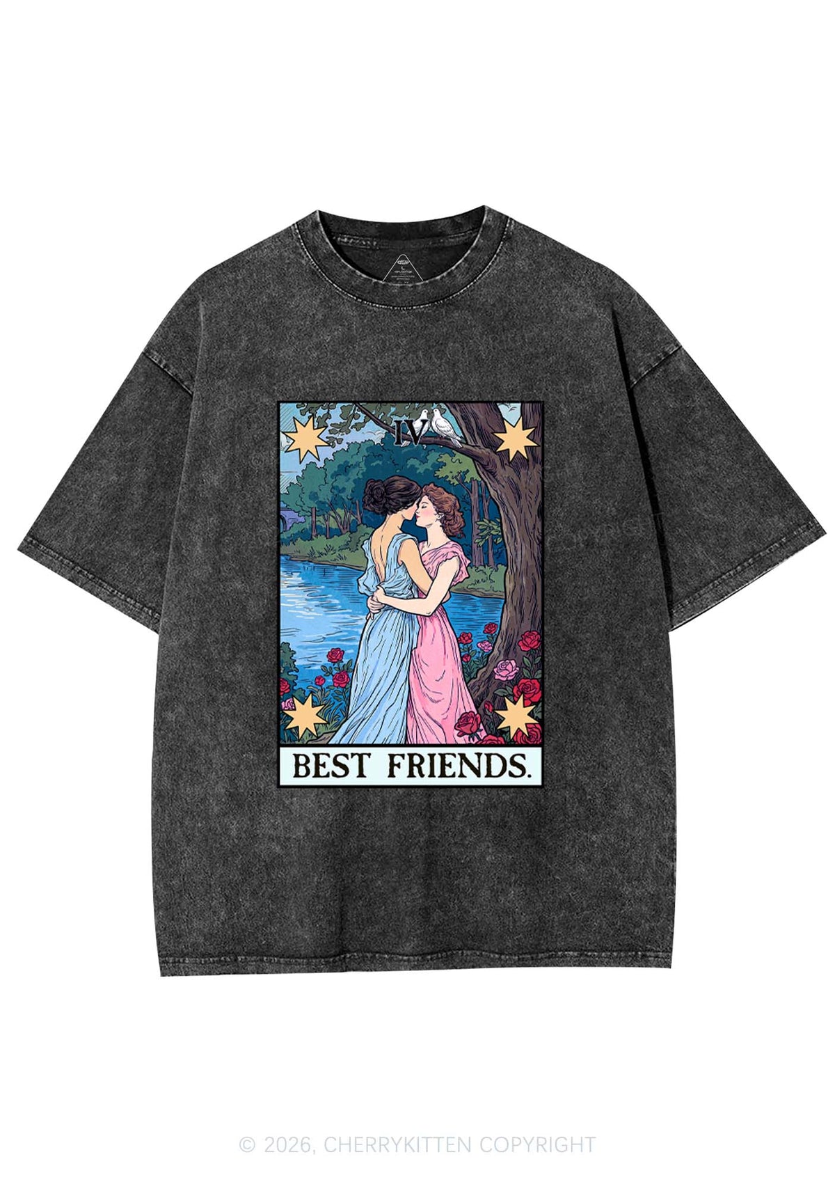 Best Friends Tarot Pride Y2K Shirts Washed Tee Cherrykitten
