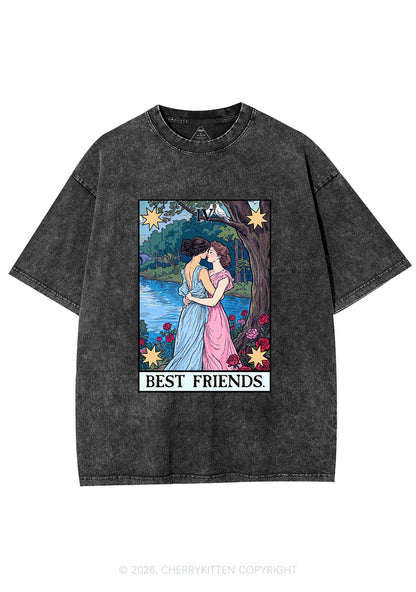 Best Friends Tarot Pride Y2K Shirts Washed Tee Cherrykitten