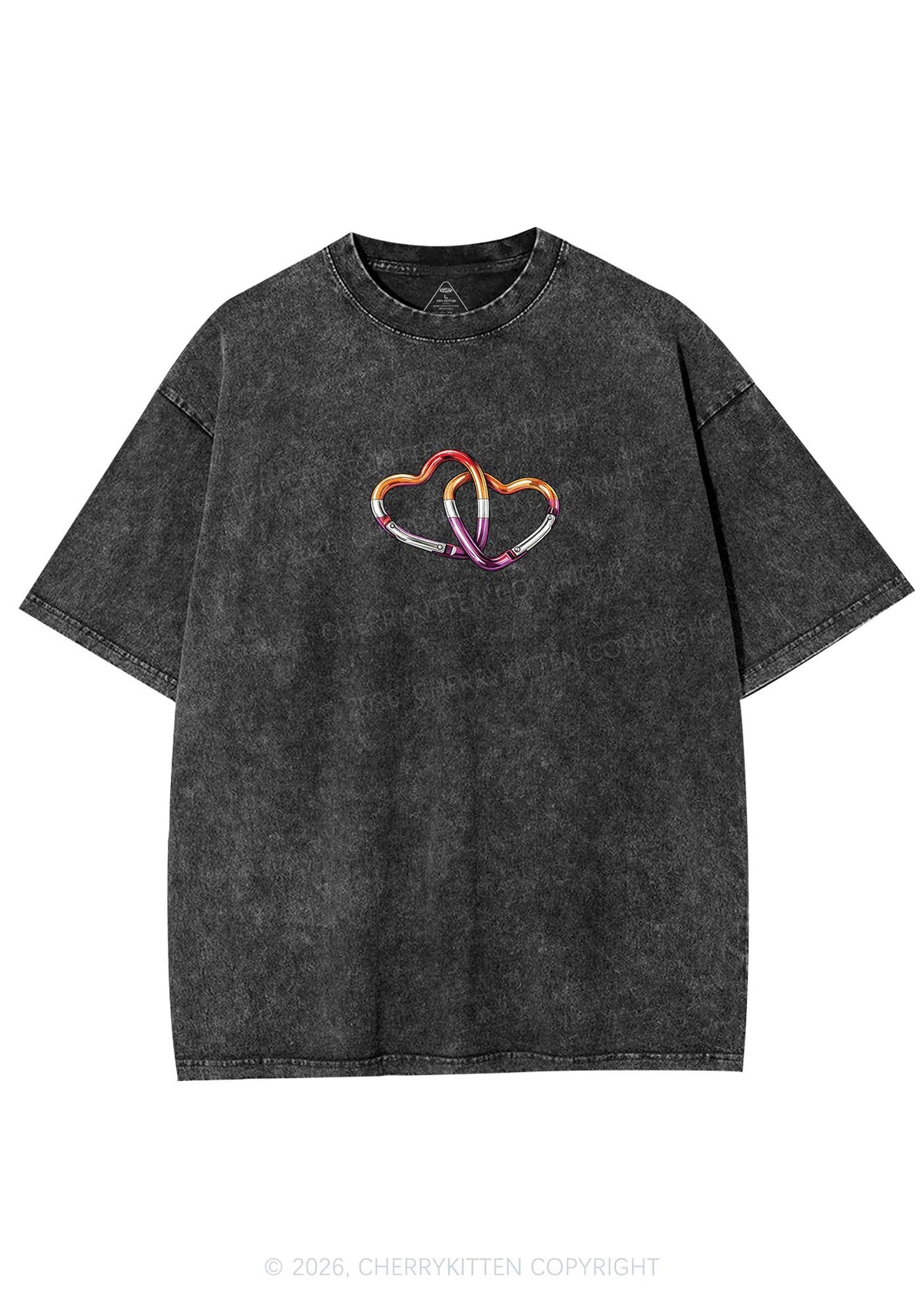 Carabiner Hearts Pride Y2K Shirts Washed Tee Cherrykitten