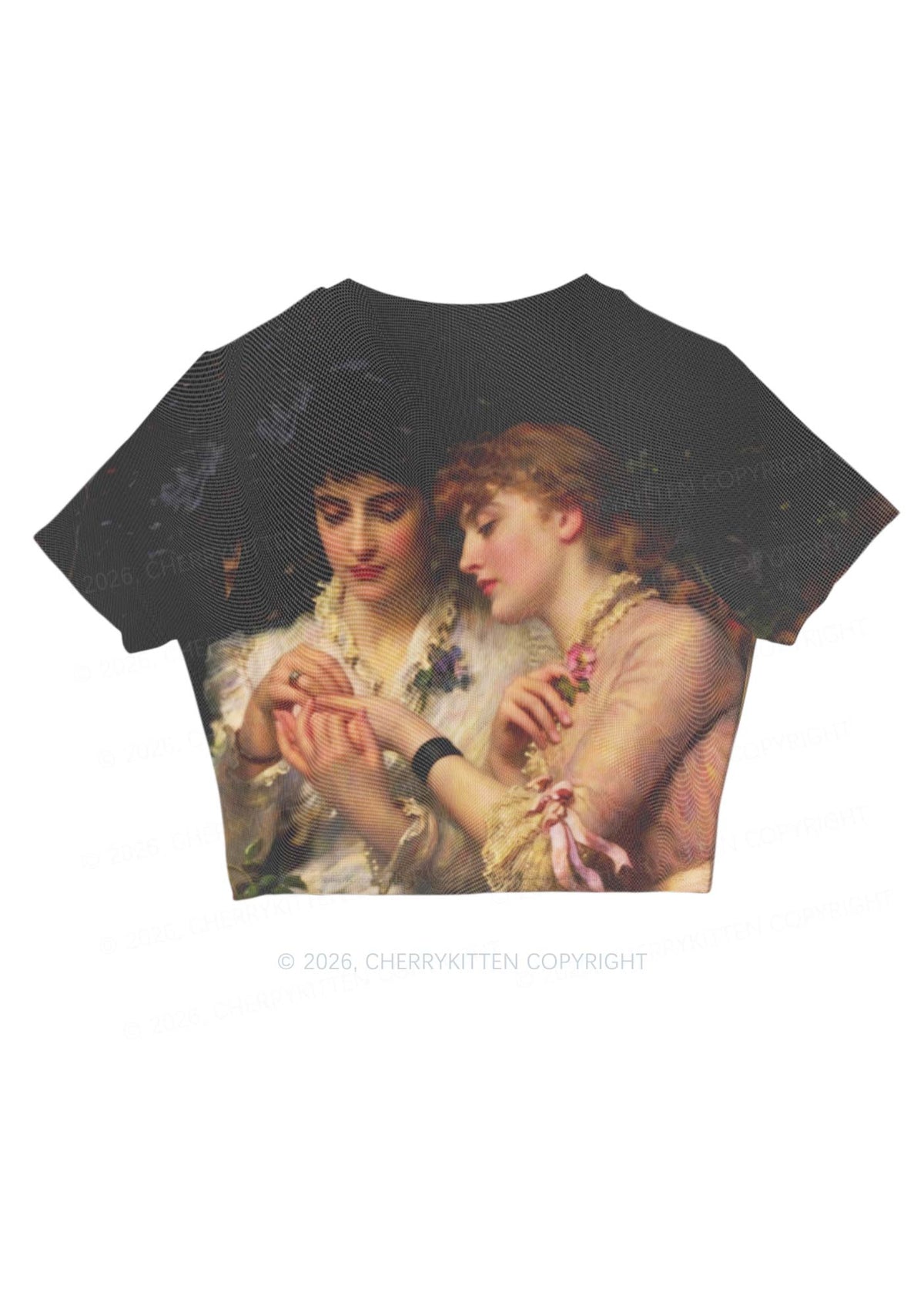 Vintage Victorian Women Art Pride Y2K Mesh Crop Top Cherrykitten