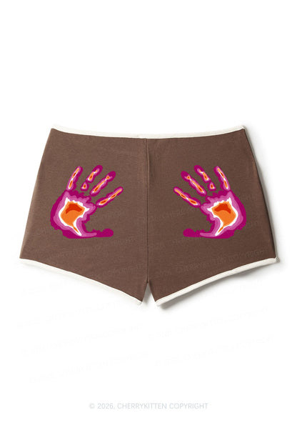 Lesbian Thermal Hands Pride Y2K Booty Shorts Cherrykitten