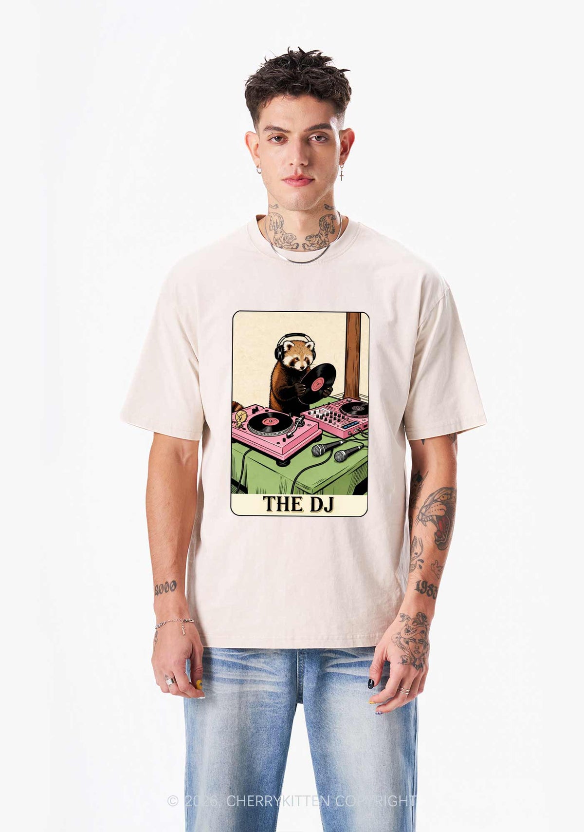 The DJ Raccoon Y2K Shirts Washed Tee Cherrykitten