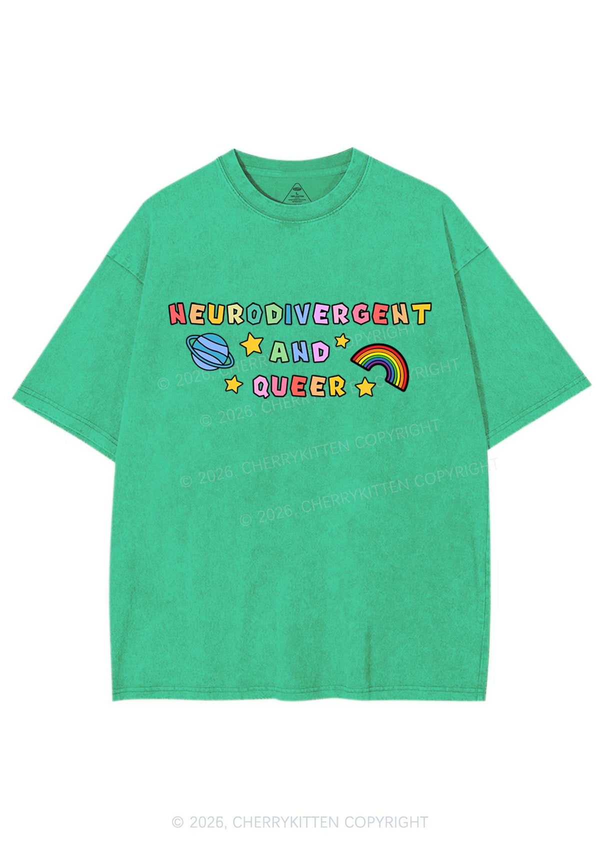 Neurodivergent And Queer Y2K Shirts Washed Tee Cherrykitten