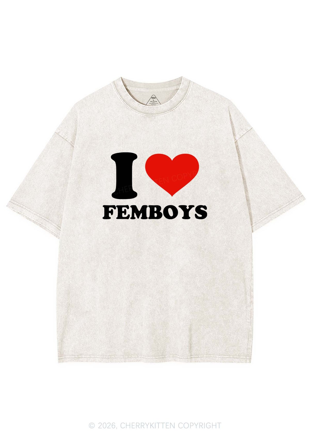 I Love Femboys Pride Y2K Shirts Washed Tee Cherrykitten