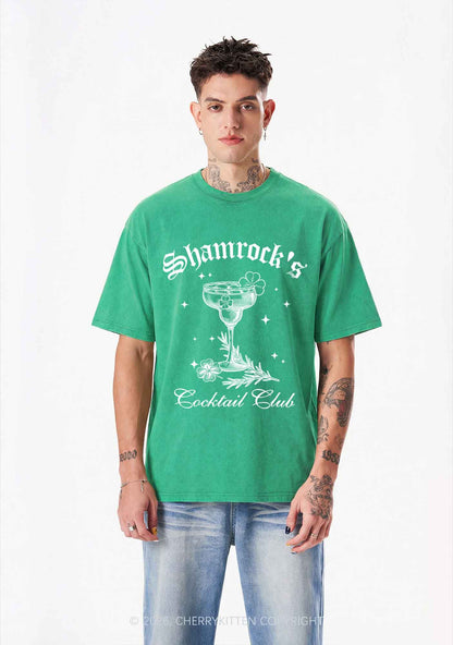 Shamrocks Coctail Club St Patricks Y2K Shirts Washed Tee Cherrykitten
