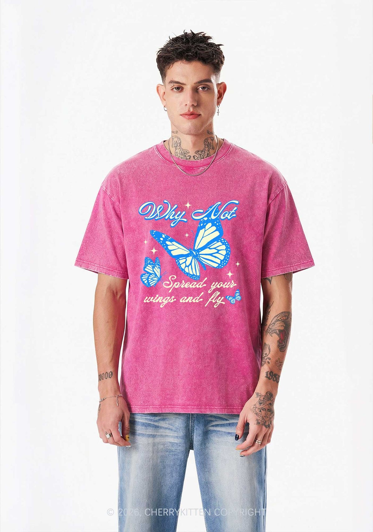Spread Your Wings And Fly Y2K Shirts Washed Tee Cherrykitten