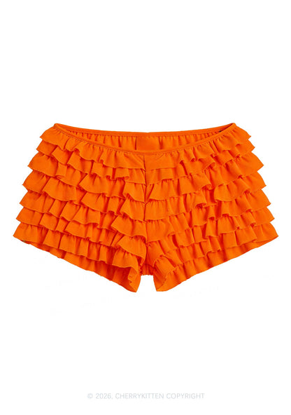 Y2K Mesh Ruffle Layered Shorts With Back Bow Cherrykitten