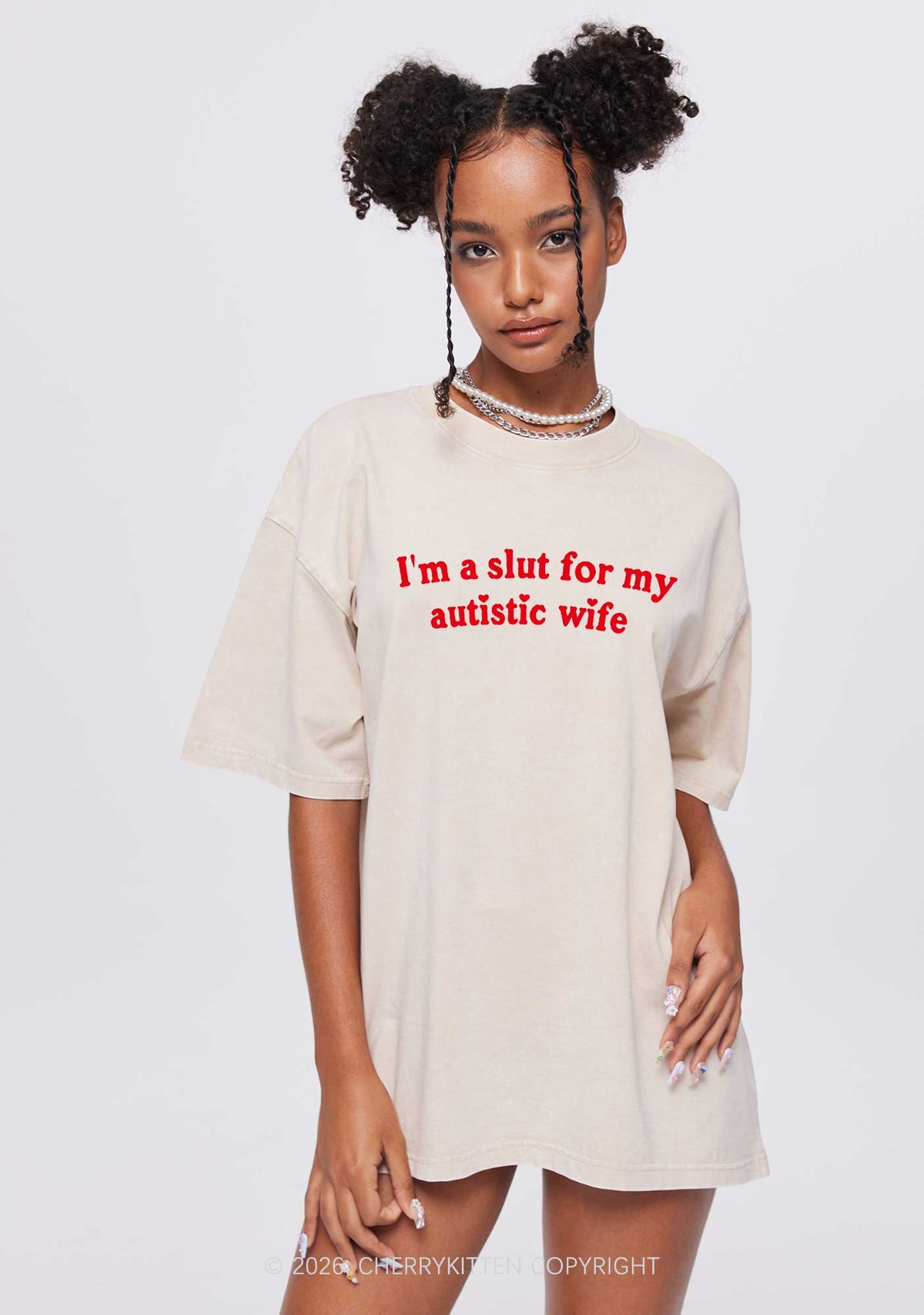Slxt For My Autistic Wife Y2K Shirts Washed Tee Cherrykitten