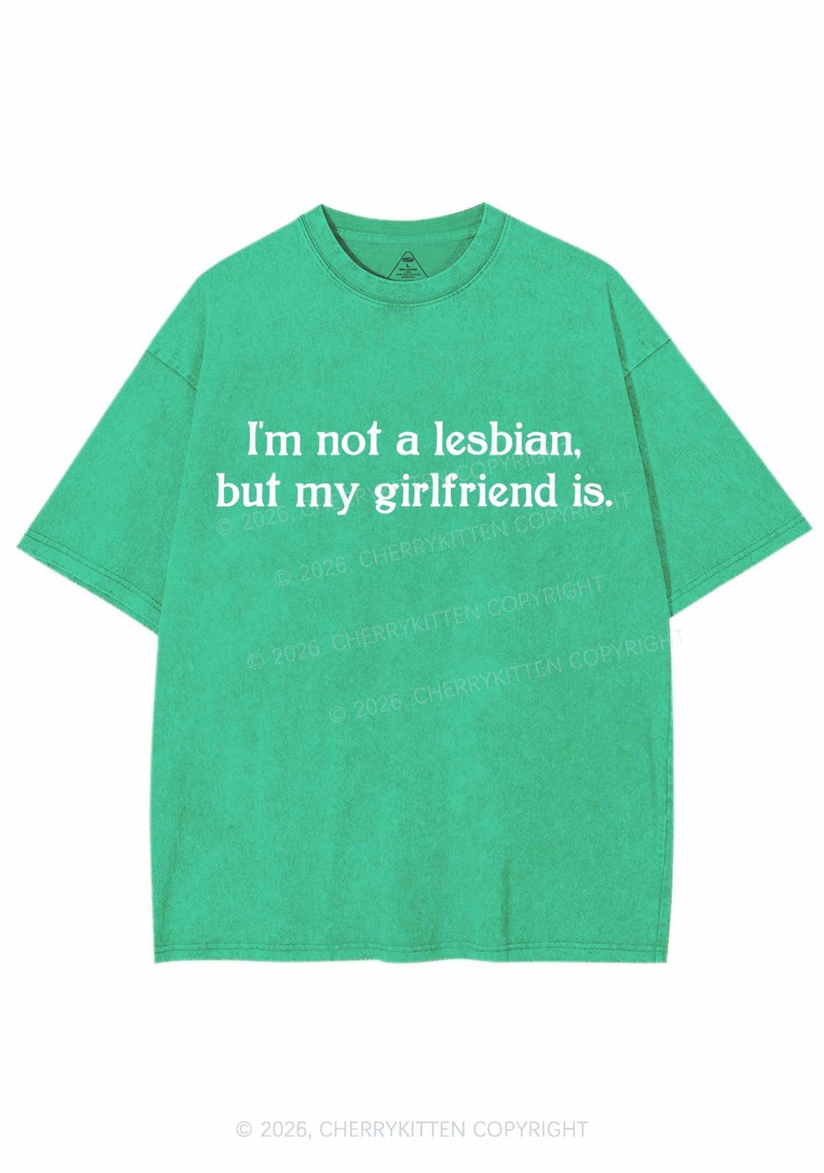 My Girlfriend Is Lesbian Pride Y2K Shirts Washed Tee Cherrykitten