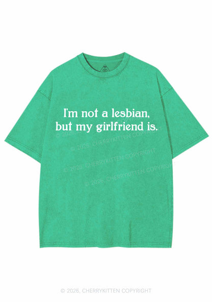 My Girlfriend Is Lesbian Pride Y2K Shirts Washed Tee Cherrykitten