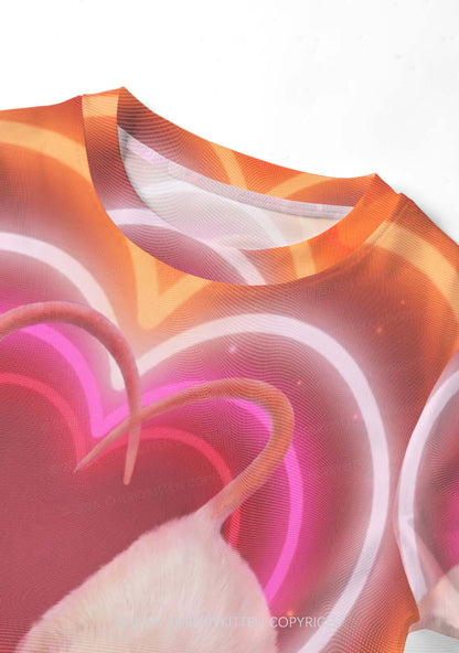 Lesbian Heart Rats Pride Y2K Mesh Crop Top Cherrykitten