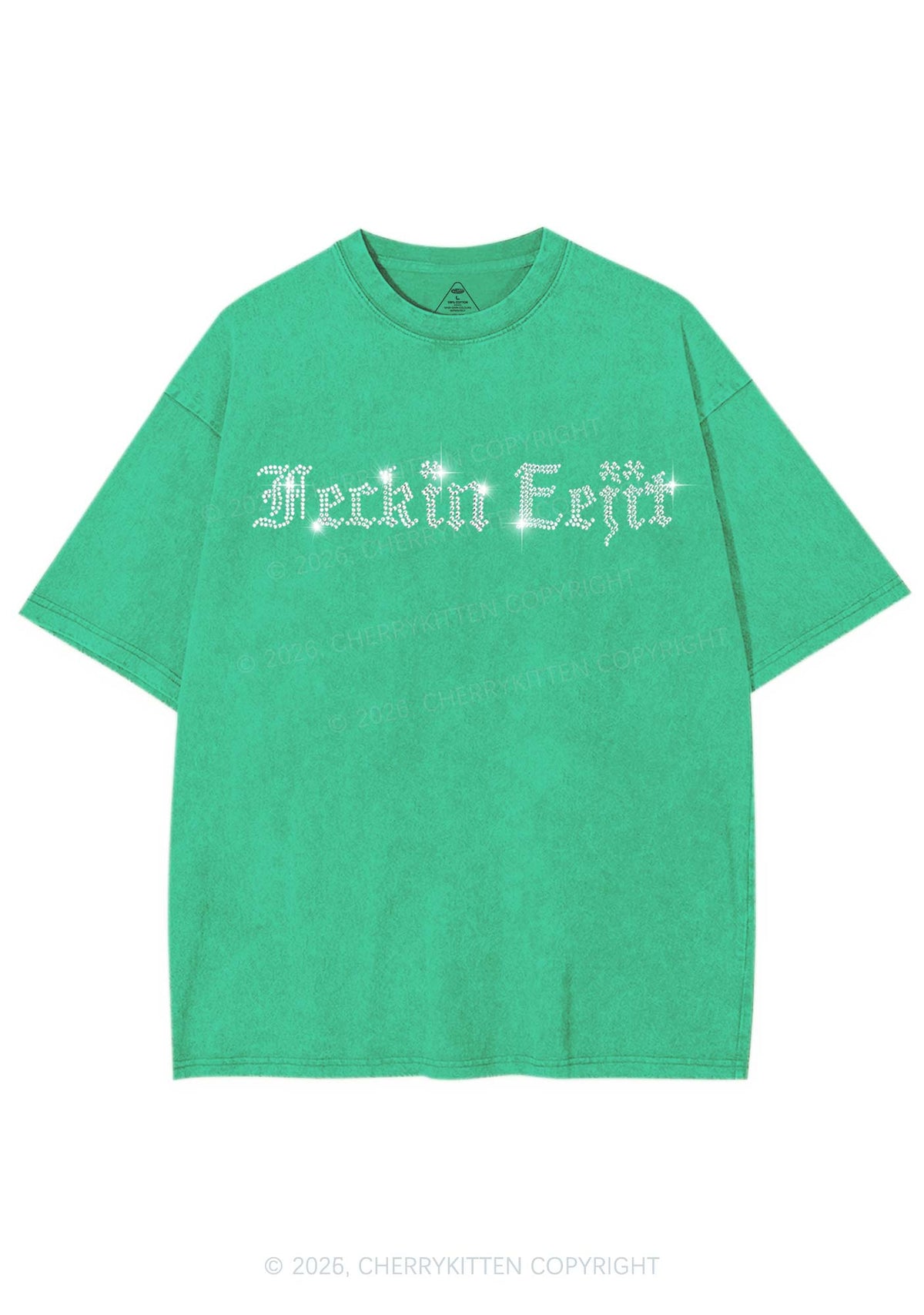 Rhinestone Feckin Eejit St Patricks Y2K Shirts Washed Tee Cherrykitten