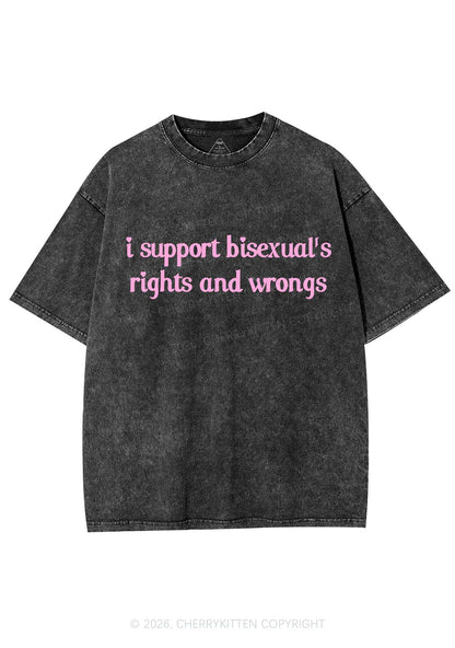 I Support Bisexuals Pride Y2K Shirts Washed Tee Cherrykitten