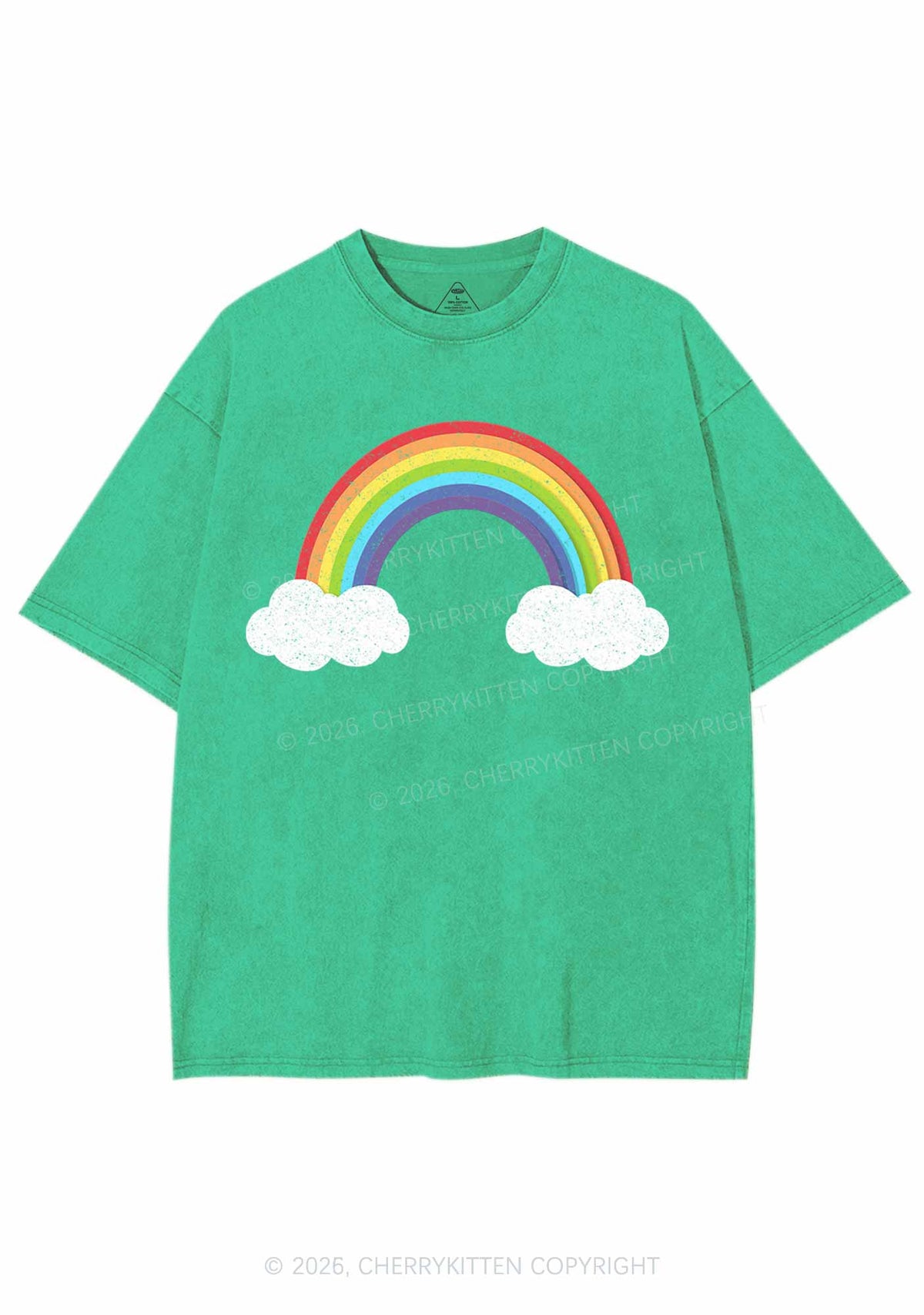 Rainbow Cloud Pride Y2K Shirts Washed Tee Cherrykitten
