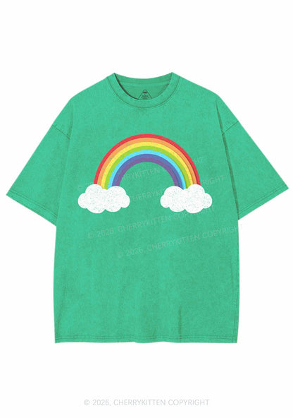 Rainbow Cloud Pride Y2K Shirts Washed Tee Cherrykitten