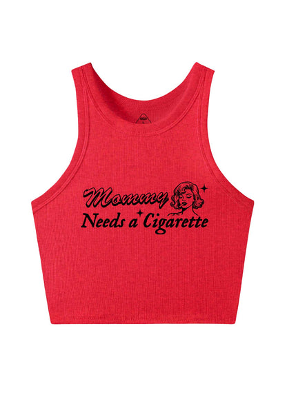 Mommy Needs Cigarette Y2K Crop Tank Top Cherrykitten