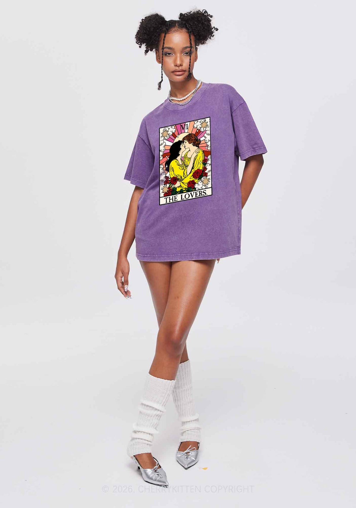 Kissing Lesbians Pride Y2K Shirts Washed Tee Cherrykitten