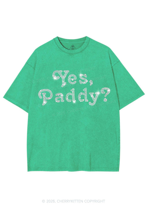 Rhinestone Yes Paddy St Patricks Y2K Shirts Washed Tee Cherrykitten