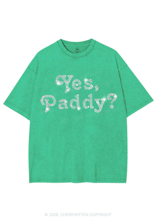 Rhinestone Yes Paddy St Patricks Y2K Shirts Washed Tee Cherrykitten
