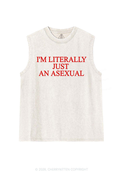 Im Literally Just An Asexual Pride Y2K Washed Muscle Tank Cherrykitten