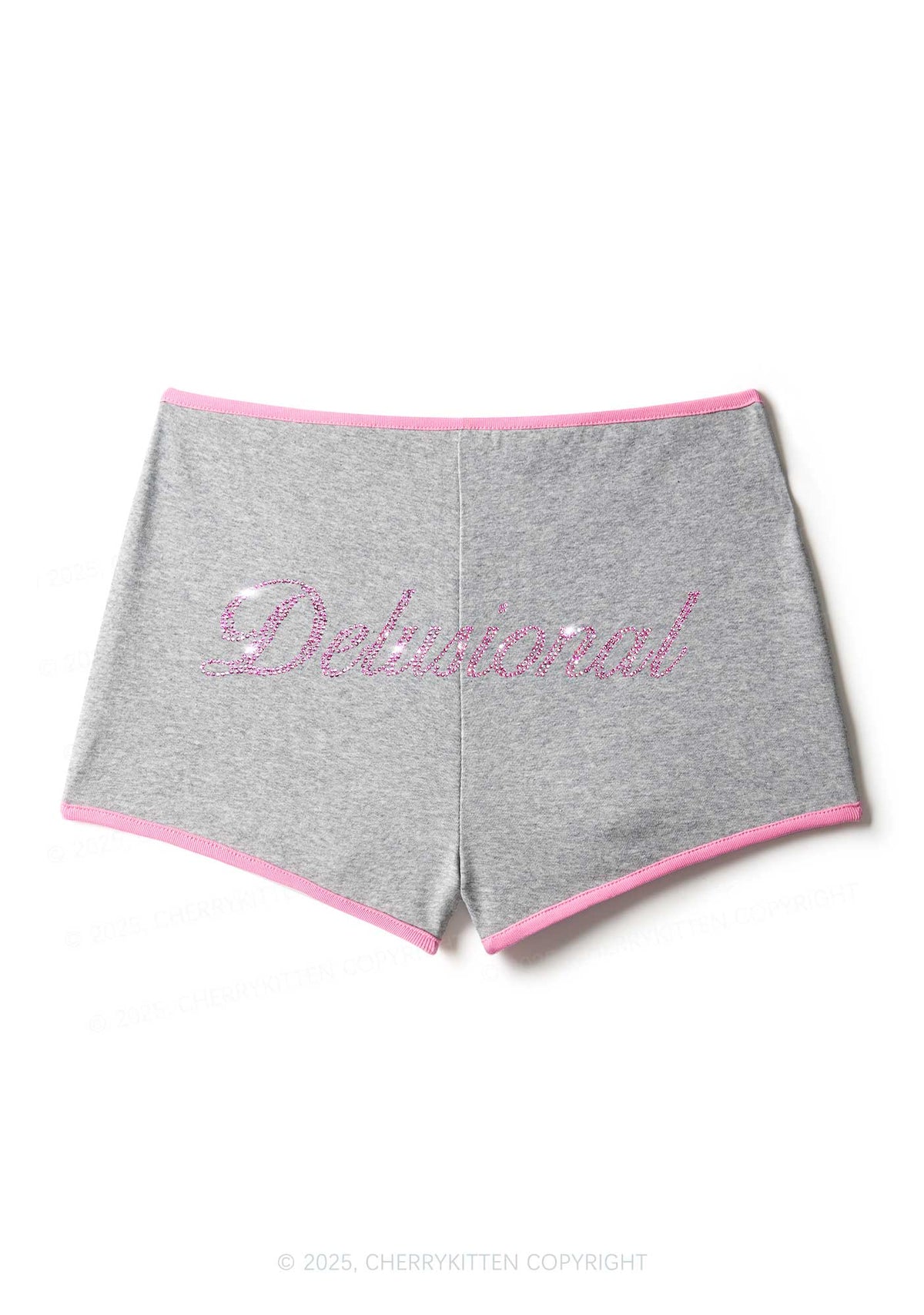 Rhinestone Delusional Y2K Booty Shorts Cherrykitten