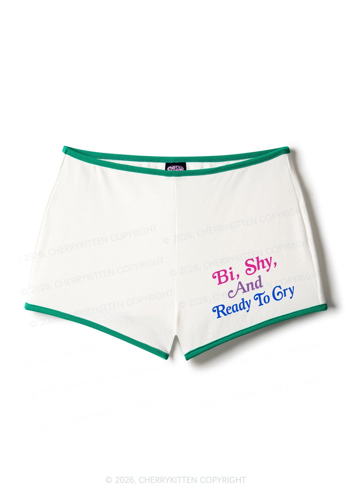 Bi Shy And Ready To Cry Pride Y2K Booty Shorts Cherrykitten