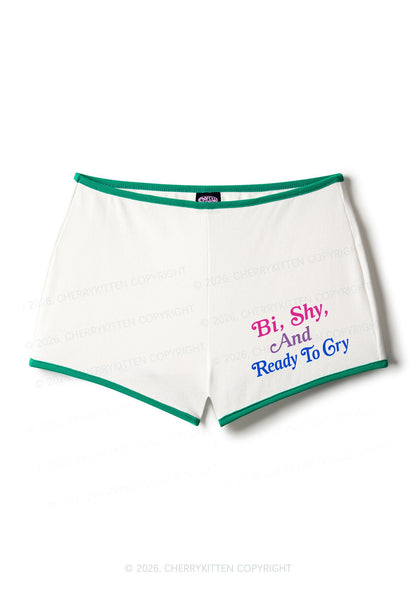 Bi Shy And Ready To Cry Pride Y2K Booty Shorts Cherrykitten