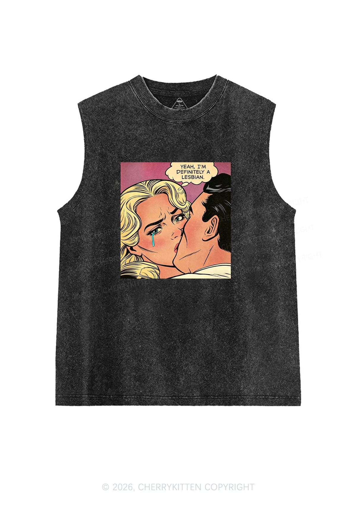 Im Definitely A Lesbian Pride Y2K Washed Muscle Tank Cherrykitten