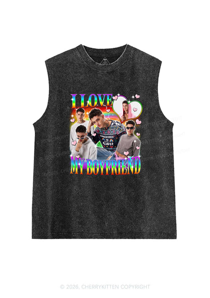 Custom I Love My Gay BF Pride Y2K Washed Muscle Tank Cherrykitten