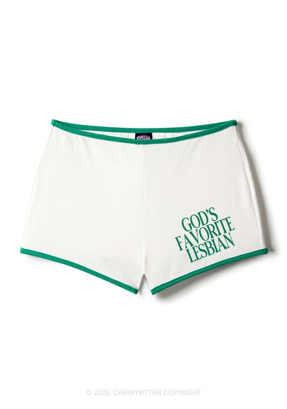 Gods Favorite Lesbian Pride Y2K Booty Shorts Cherrykitten