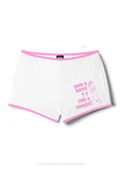 Save Horse Ride Cowgirl Pride Y2K Booty Shorts Cherrykitten