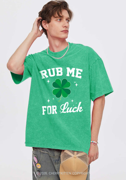 Rub Me For Luck St Patricks Y2K Shirts Washed Tee Cherrykitten