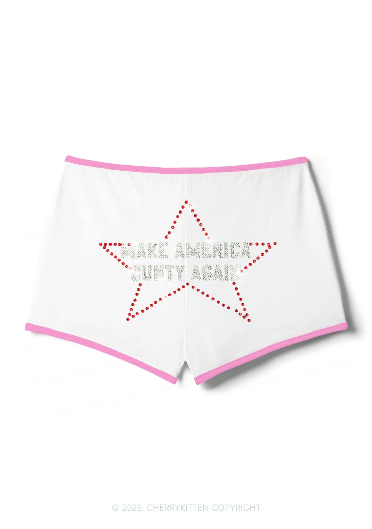 Rhinestone Make America Cxxty Again Y2K Booty Shorts Cherrykitten