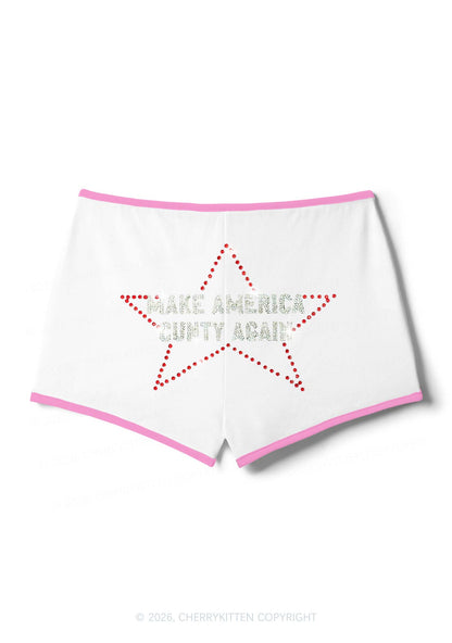 Rhinestone Make America Cxxty Again Y2K Booty Shorts Cherrykitten