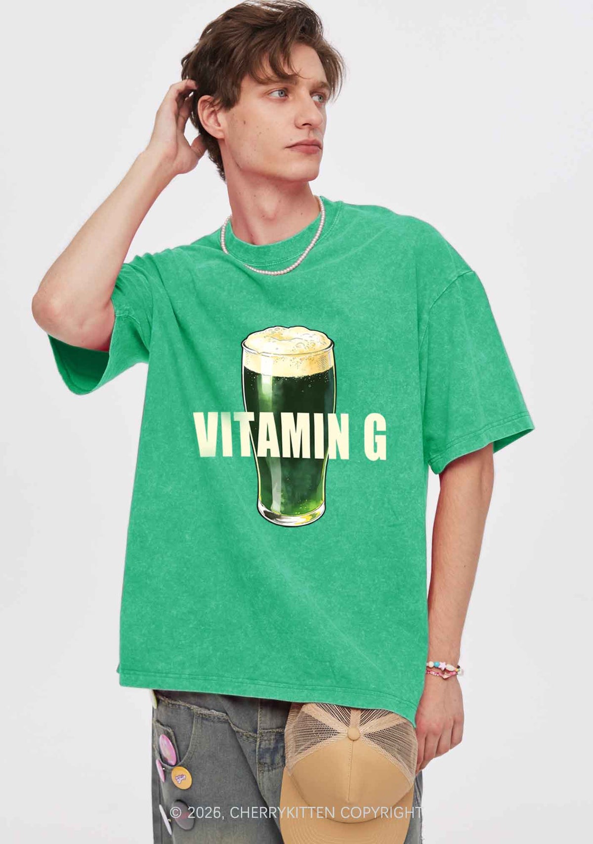 Vitamin G St Patricks Y2K Shirts Washed Tee Cherrykitten