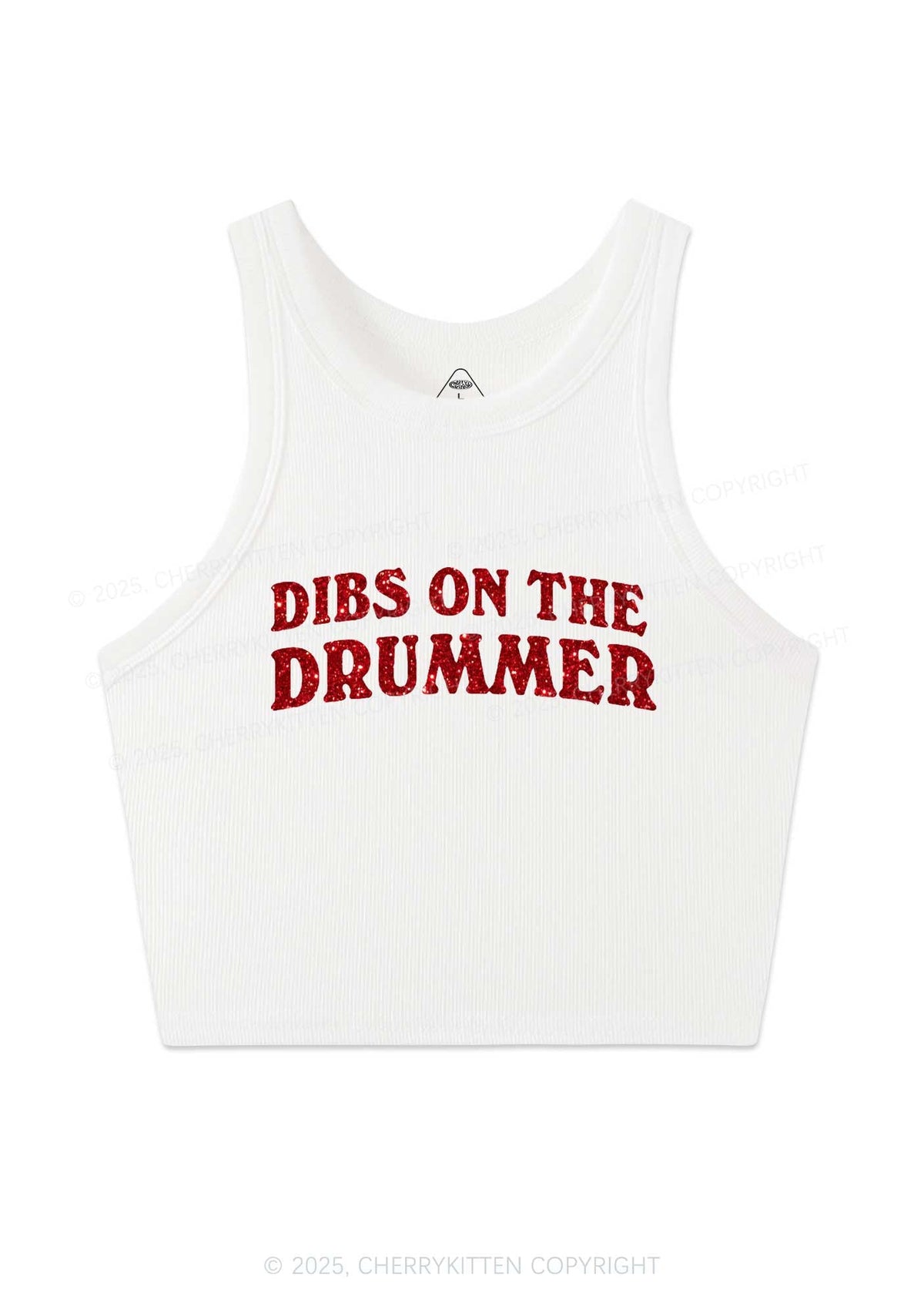 Glitter Dibs On The Drummer Y2K Crop Tank Top Cherrykitten