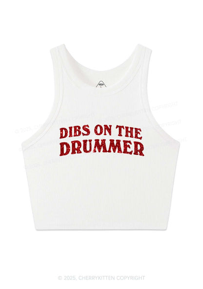 Glitter Dibs On The Drummer Y2K Crop Tank Top Cherrykitten