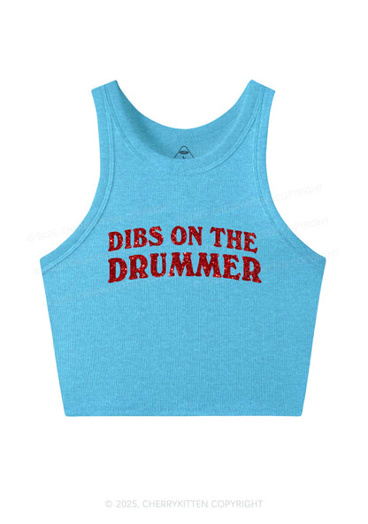 Glitter Dibs On The Drummer Y2K Crop Tank Top Cherrykitten