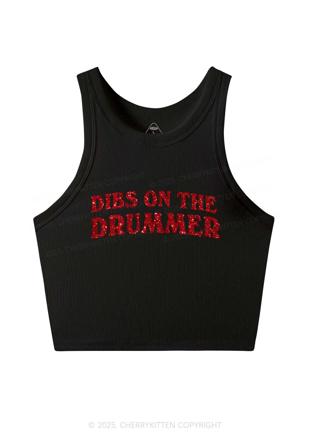 Glitter Dibs On The Drummer Y2K Crop Tank Top Cherrykitten