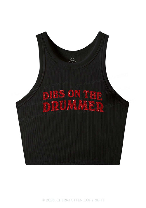 Glitter Dibs On The Drummer Y2K Crop Tank Top Cherrykitten