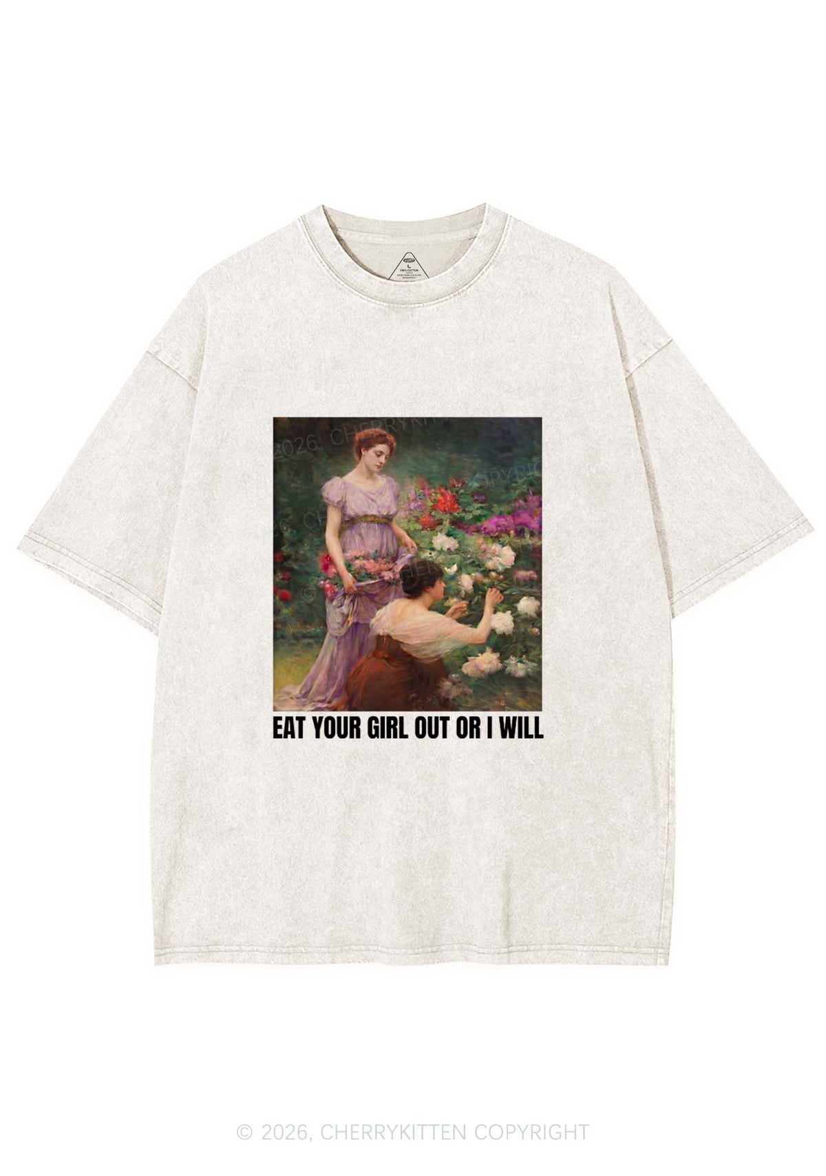 Eat Your Girl Out Painting Pride Y2K Shirts Washed Tee Cherrykitten