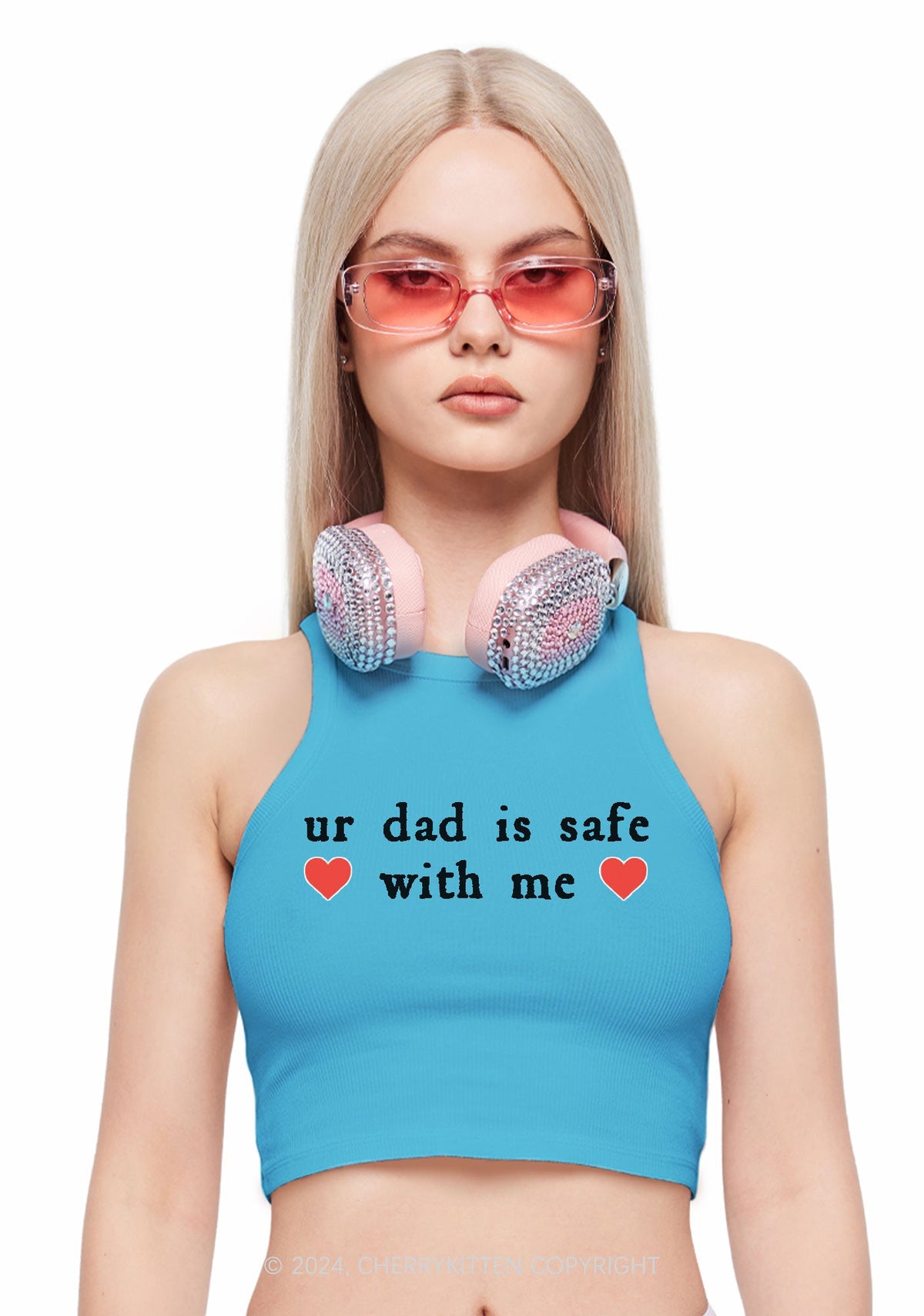 Ur Dad Is Safe With Me Y2K Crop Tank Top Cherrykitten