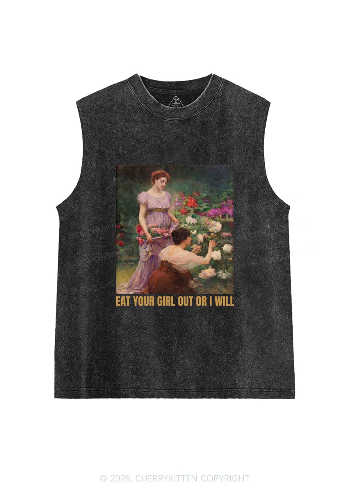 Eat Your Girl Out Painting Pride Y2K Washed Muscle Tank Cherrykitten