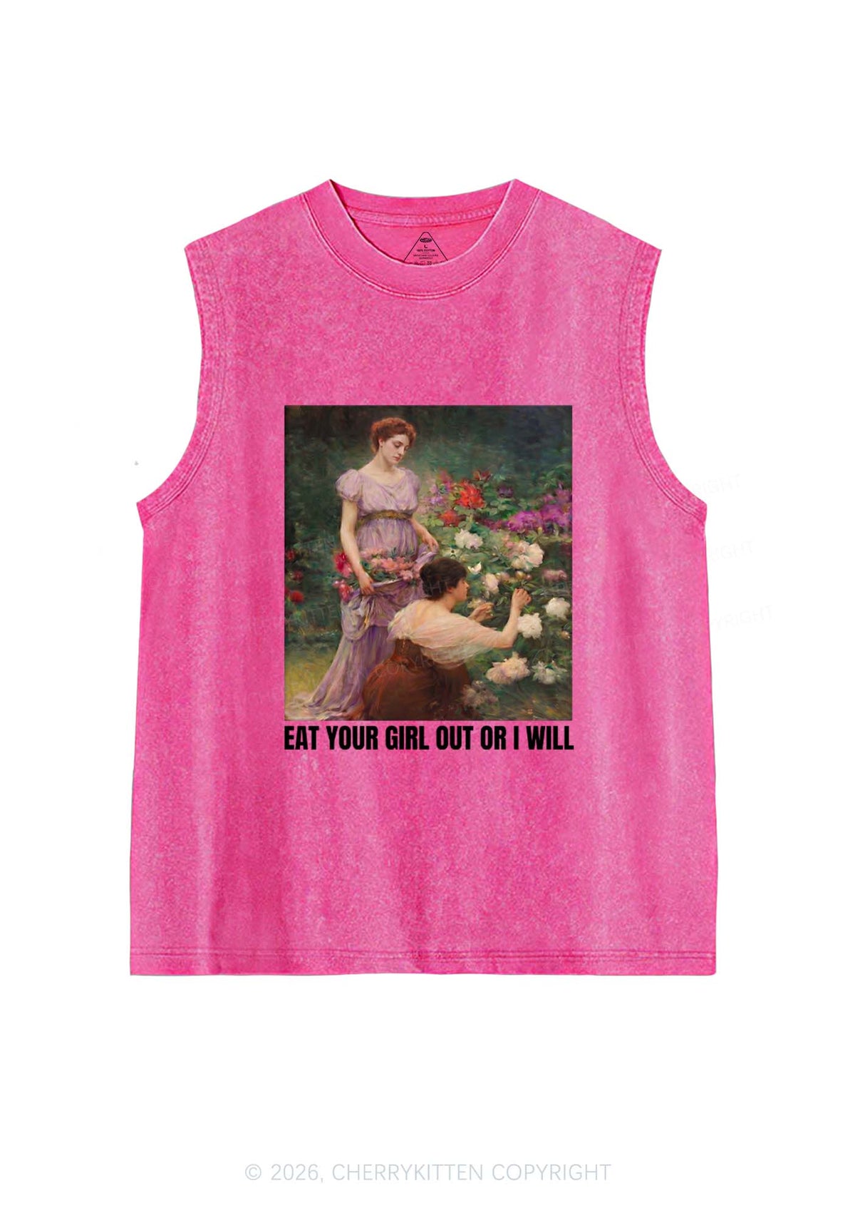 Eat Your Girl Out Painting Pride Y2K Washed Muscle Tank Cherrykitten